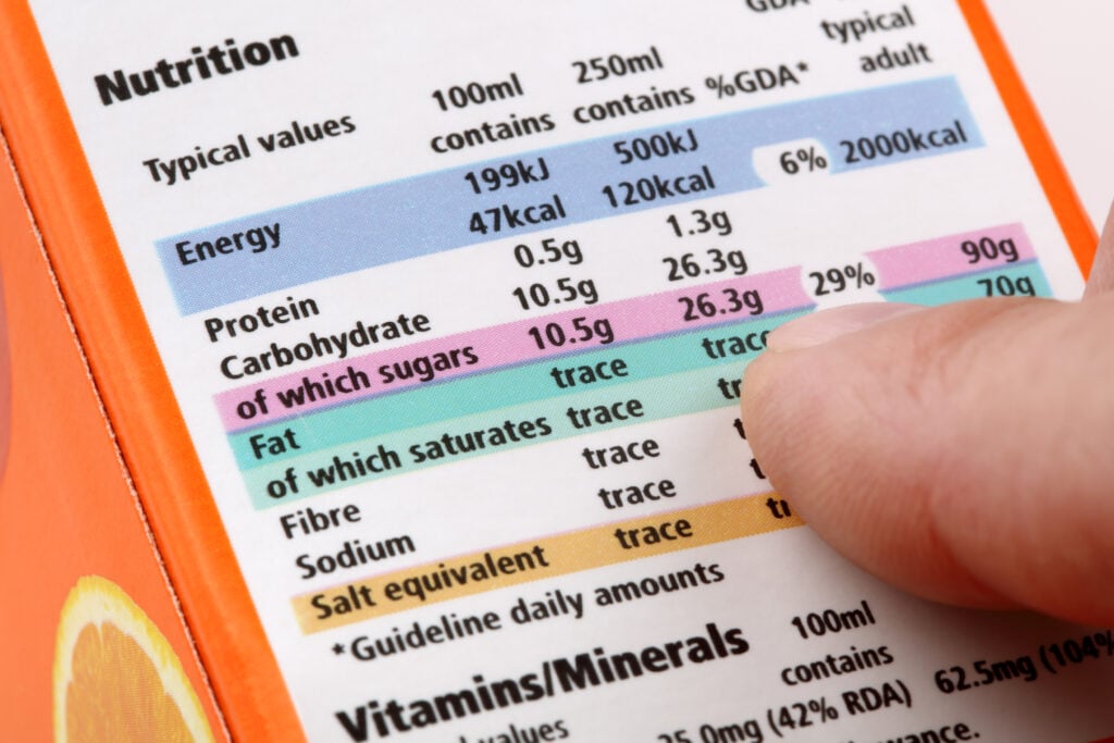 reading the nutrition label on a product