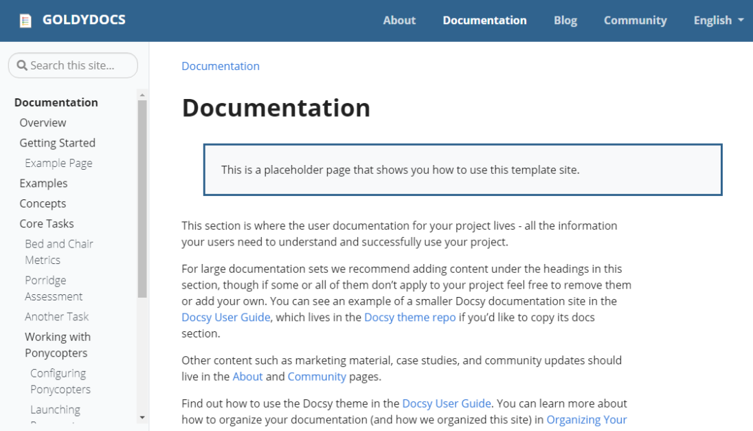 Docs about Tech about Docs: A Quick Take on Docsy – Sometimes Dragons