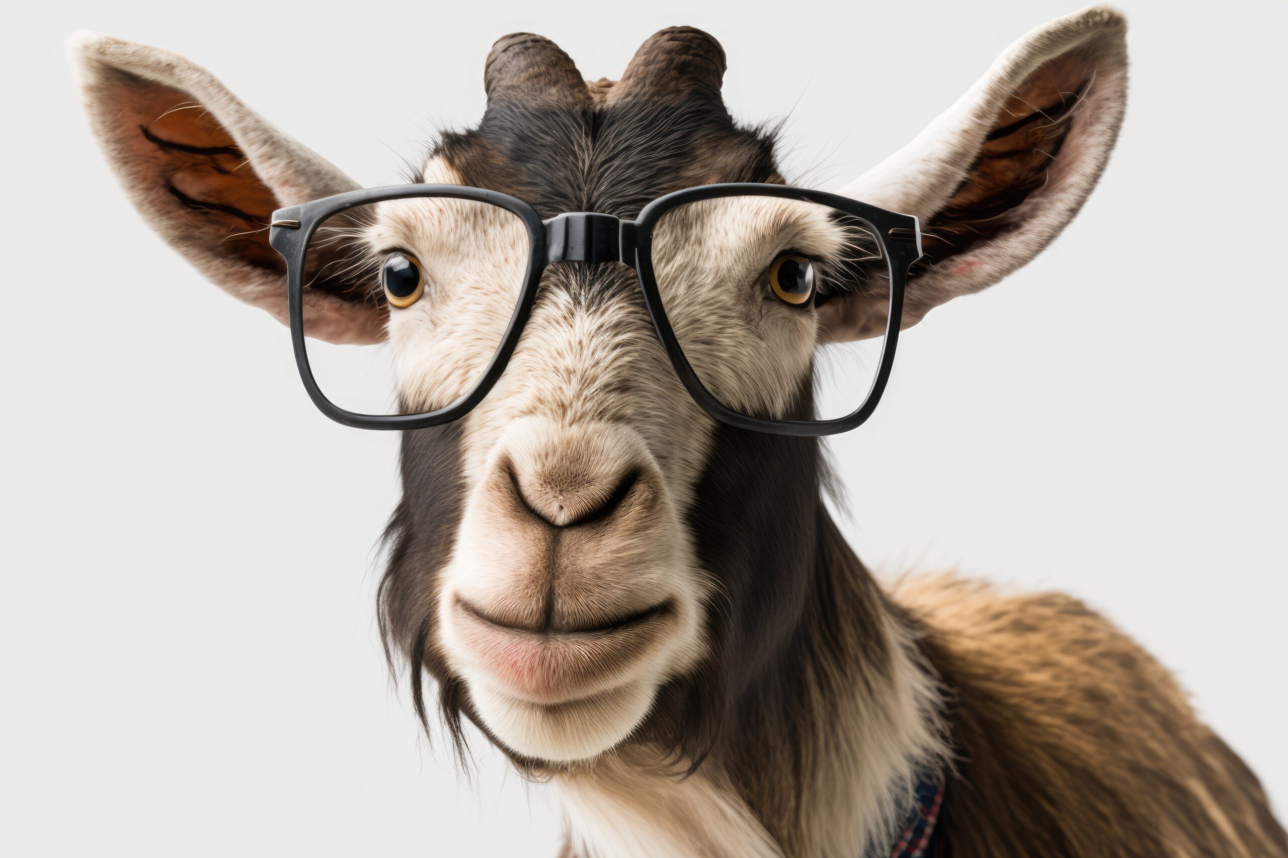 A picture of a goat in glasses